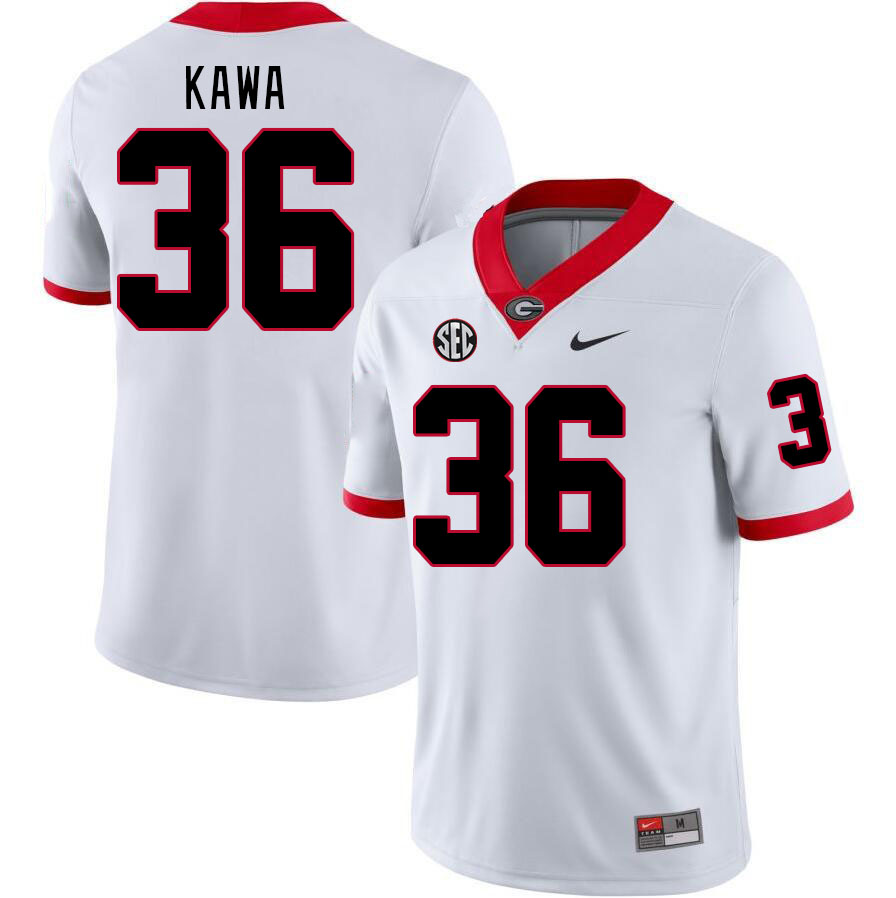 Georgia Bulldogs #36 Cameron Kawa College Football Jerseys Stitched-White
